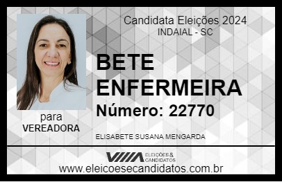 Candidato BETE ENFERMEIRA 2024 - INDAIAL - Eleições