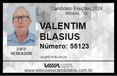 Candidato VALENTIM BLASIUS 2024 - INDAIAL - Eleições