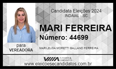 Candidato MARI FERREIRA 2024 - INDAIAL - Eleições