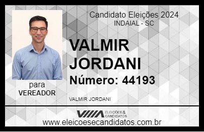 Candidato VALMIR JORDANI 2024 - INDAIAL - Eleições