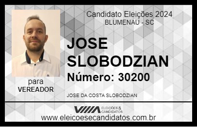 Candidato JOSE SLOBODZIAN 2024 - BLUMENAU - Eleições