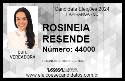 Candidato ROSINEIA RESENDE 2024 - ITAPIRANGA - Eleições