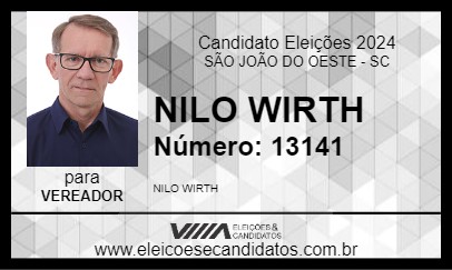 Candidato NILO WIRTH 2024 - SÃO JOÃO DO OESTE - Eleições