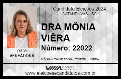 Candidato DRA MÔNIA VIÊRA 2024 - CATANDUVAS - Eleições