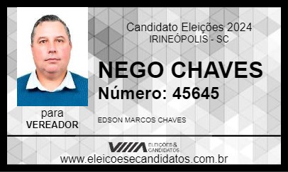 Candidato NEGO CHAVES 2024 - IRINEÓPOLIS - Eleições