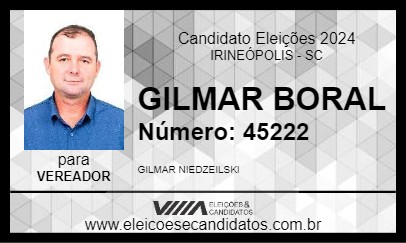 Candidato GILMAR BORAL 2024 - IRINEÓPOLIS - Eleições