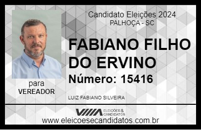 Candidato LUIZ FABIANO FILHO DO ERVINO 2024 - PALHOÇA - Eleições