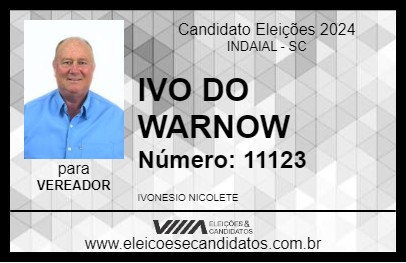 Candidato IVO DO WARNOW 2024 - INDAIAL - Eleições