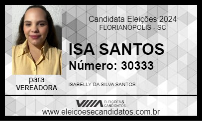 Candidato ISA SANTOS 2024 - FLORIANÓPOLIS - Eleições