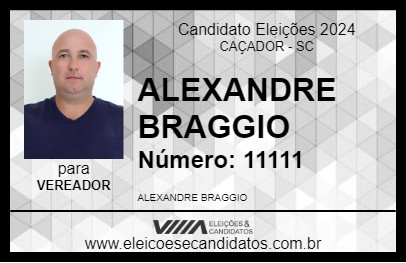 Candidato ALEXANDRE BRAGGIO 2024 - CAÇADOR - Eleições