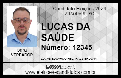 Candidato LUCAS DA SAÚDE 2024 - ARAQUARI - Eleições