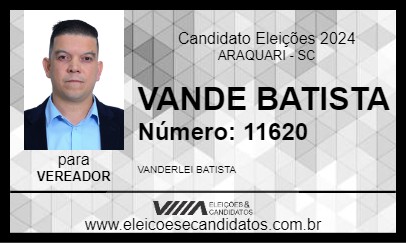 Candidato VANDE BATISTA 2024 - ARAQUARI - Eleições