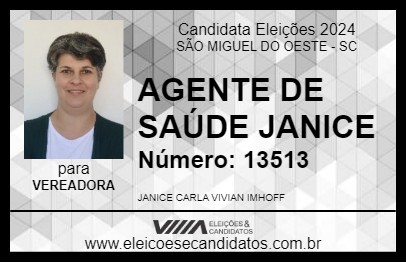 Candidato AGENTE DE SAÚDE JANICE 2024 - SÃO MIGUEL DO OESTE - Eleições