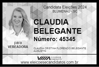 Candidato CLAUDIA BELEGANTE 2024 - BLUMENAU - Eleições