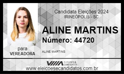 Candidato ALINE MARTINS 2024 - IRINEÓPOLIS - Eleições