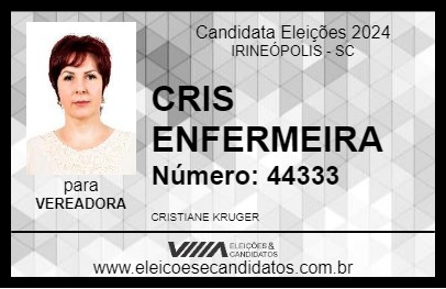 Candidato CRIS ENFERMEIRA 2024 - IRINEÓPOLIS - Eleições