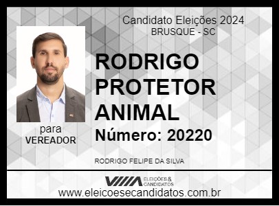 Candidato RODRIGO PROTETOR ANIMAL 2024 - BRUSQUE - Eleições