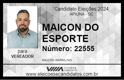 Candidato MAICON DO ESPORTE 2024 - APIÚNA - Eleições