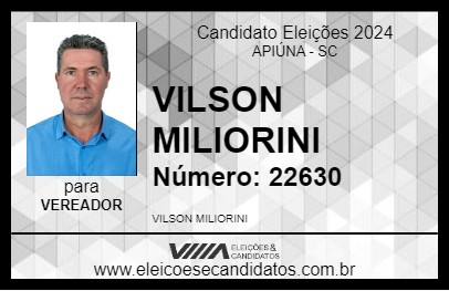 Candidato VILSON MILIORINI 2024 - APIÚNA - Eleições