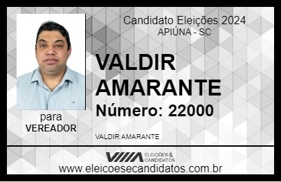 Candidato VALDIR AMARANTE 2024 - APIÚNA - Eleições