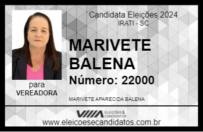 Candidato MARIVETE BALENA 2024 - IRATI - Eleições