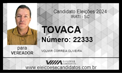 Candidato TOVACA 2024 - IRATI - Eleições