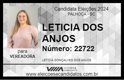 Candidato LETICIA DOS ANJOS 2024 - PALHOÇA - Eleições