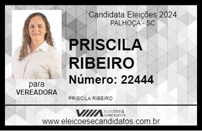 Candidato PRISCILA RIBEIRO 2024 - PALHOÇA - Eleições