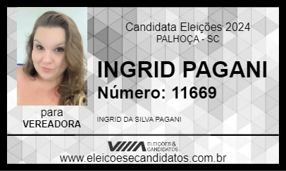 Candidato INGRID PAGANI 2024 - PALHOÇA - Eleições