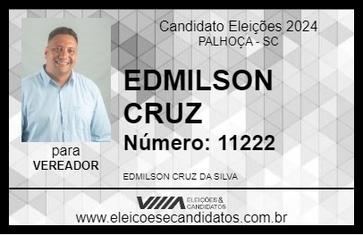 Candidato EDMILSON CRUZ 2024 - PALHOÇA - Eleições