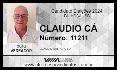 Candidato CLAUDIO CÁ 2024 - PALHOÇA - Eleições