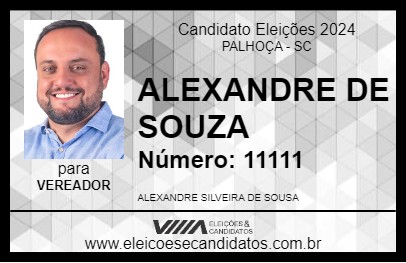 Candidato ALEXANDRE DE SOUSA 2024 - PALHOÇA - Eleições