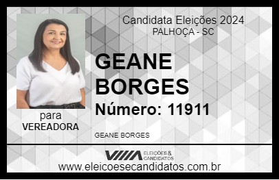 Candidato GEANE BORGES 2024 - PALHOÇA - Eleições