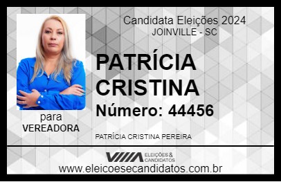 Candidato PATRÍCIA CRISTINA 2024 - JOINVILLE - Eleições