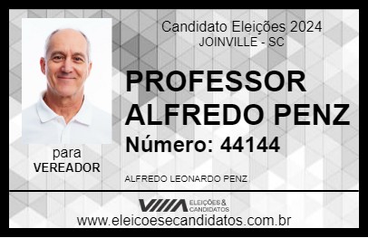 Candidato PROFESSOR ALFREDO PENZ 2024 - JOINVILLE - Eleições