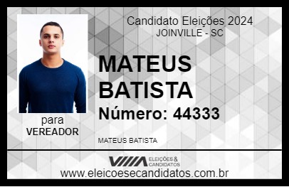 Candidato MATEUS BATISTA 2024 - JOINVILLE - Eleições