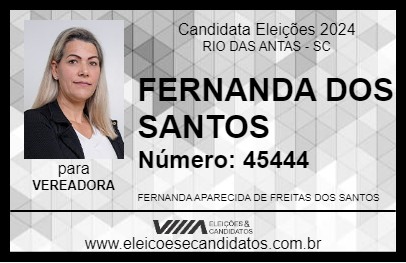 Candidato FERNANDA DOS SANTOS 2024 - RIO DAS ANTAS - Eleições