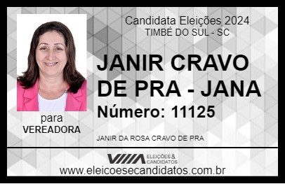 Candidato JANIR CRAVO DE PRA - JANA 2024 - TIMBÉ DO SUL - Eleições