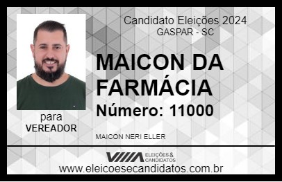 Candidato MAICON DA FARMÁCIA 2024 - GASPAR - Eleições