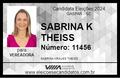 Candidato SABRINA K THEISS 2024 - GASPAR - Eleições