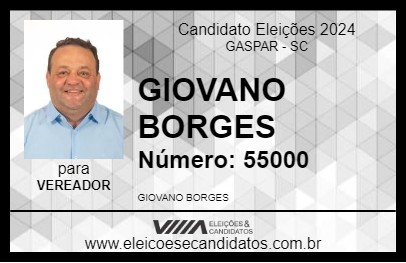 Candidato GIOVANO BORGES 2024 - GASPAR - Eleições