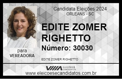 Candidato EDITE ZOMER RIGHETTO 2024 - ORLEANS - Eleições