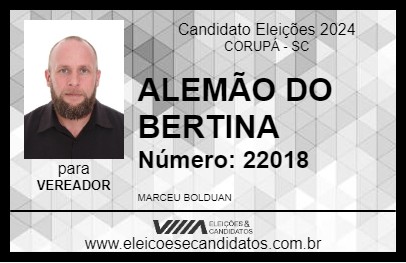 Candidato ALEMÃO DO BERTINA 2024 - CORUPÁ - Eleições