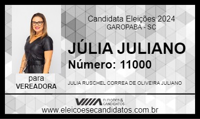 Candidato JÚLIA JULIANO 2024 - GAROPABA - Eleições