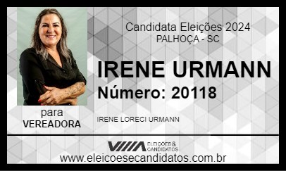 Candidato IRENE URMANN 2024 - PALHOÇA - Eleições