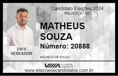 Candidato MATHEUS SOUZA 2024 - PALHOÇA - Eleições