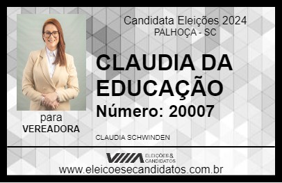 Candidato CLAUDIA DA EDUCAÇÃO 2024 - PALHOÇA - Eleições