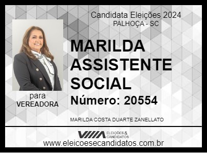 Candidato MARILDA ASSISTENTE SOCIAL 2024 - PALHOÇA - Eleições