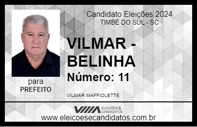 Candidato VILMAR - BELINHA 2024 - TIMBÉ DO SUL - Eleições