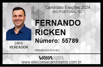 Candidato FERNANDO RICKEN 2024 - RIO FORTUNA - Eleições